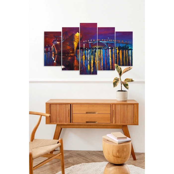 Deniz Manzarası 5 Parçalı Mdf Tablo 60 x 100