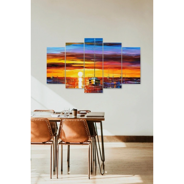 Deniz Manzarası 5 Parçalı Mdf Tablo 60 x 100