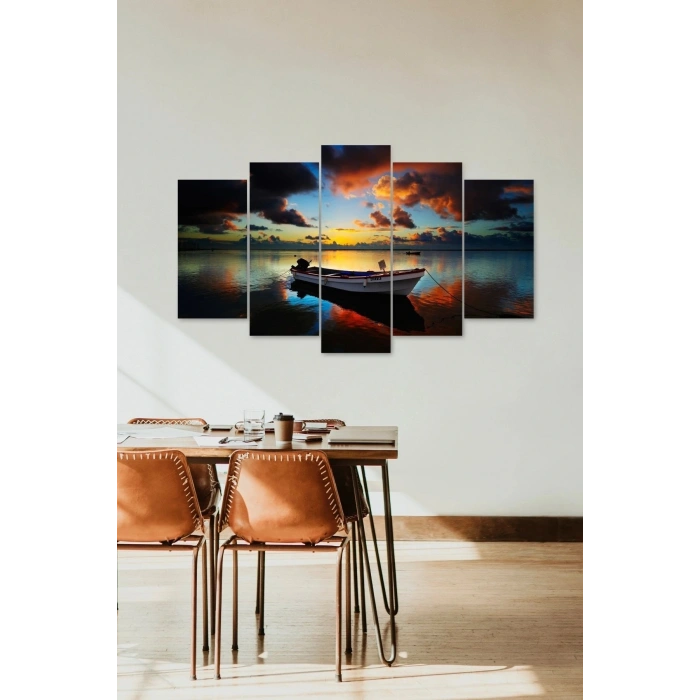 Deniz Manzarası 5 Parçalı Mdf Tablo 60 x 100