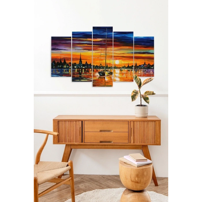 Deniz Manzarası 5 Parçalı Mdf Tablo 60 x 100