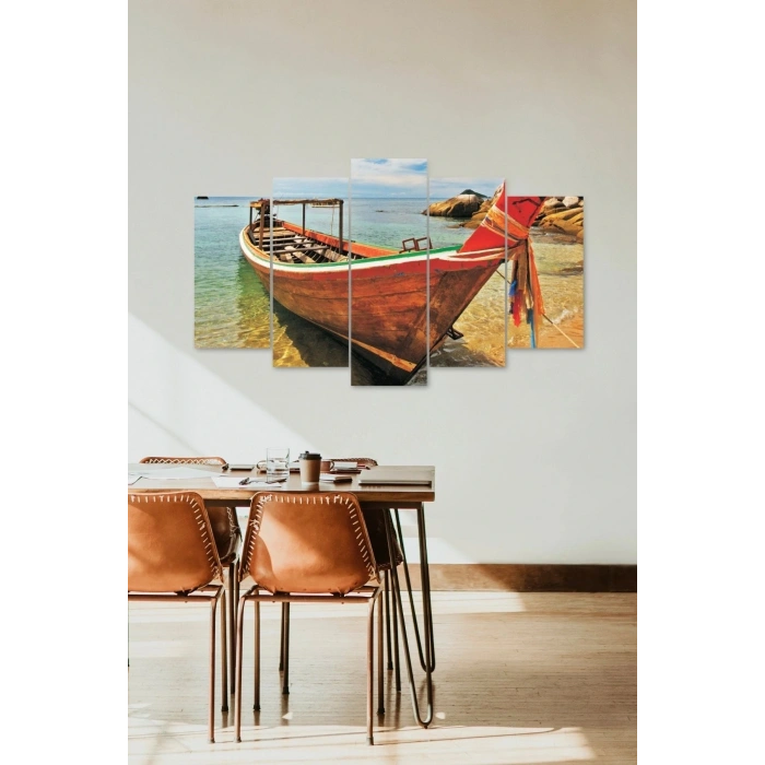 Deniz Manzarası 5 Parçalı Mdf Tablo 60 x 100