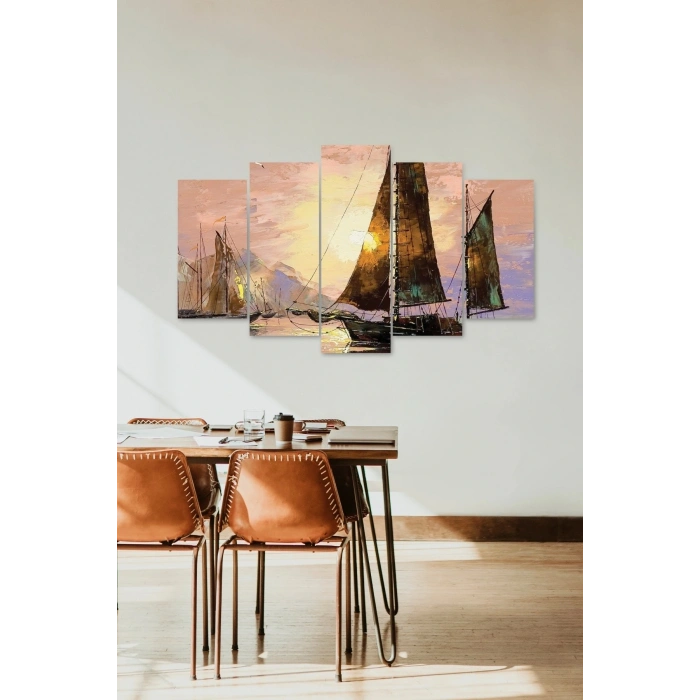 Deniz Manzarası 5 Parçalı Mdf Tablo 60 x 100