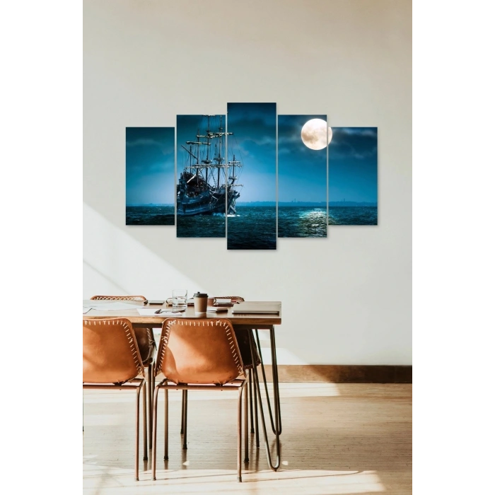 Deniz Manzarası 5 Parçalı Mdf Tablo 60 x 100
