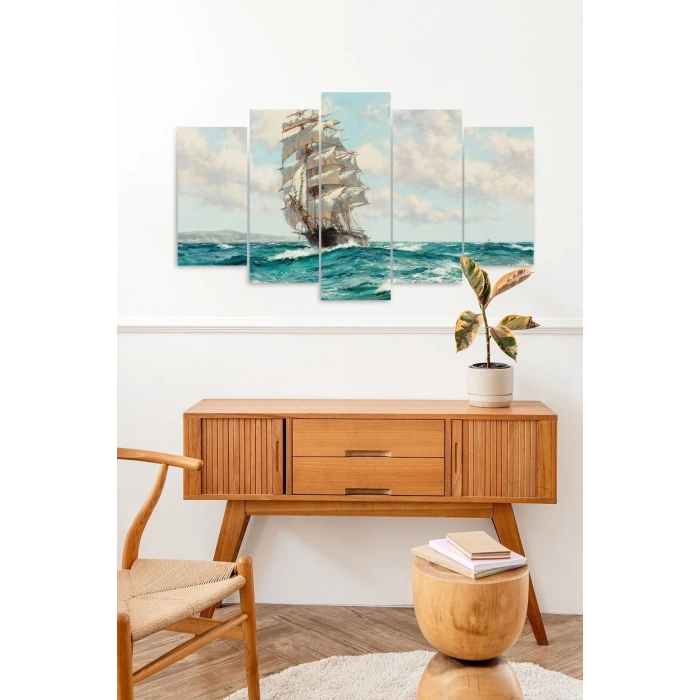 Deniz Manzarası 5 Parçalı Mdf Tablo 60 x 100