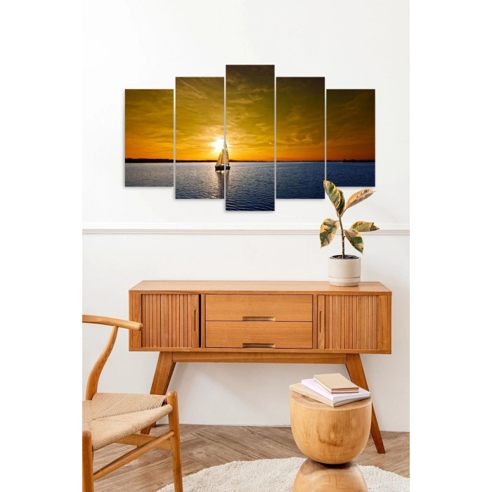 Deniz Manzarası 5 Parçalı Mdf Tablo 60 x 100