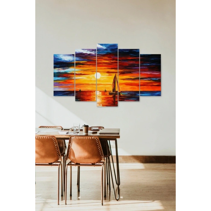 Deniz Manzarası 5 Parçalı Mdf Tablo 60 x 100