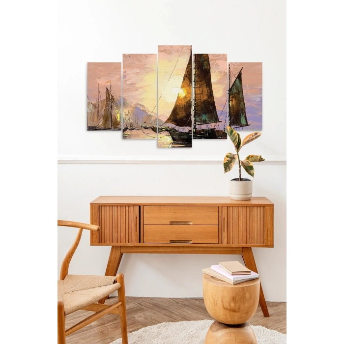 Deniz Manzarası 5 Parçalı Mdf Tablo 60 x 100