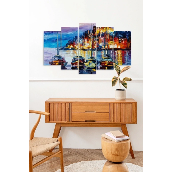 Deniz Manzarası 5 Parçalı Mdf Tablo 60 x 100