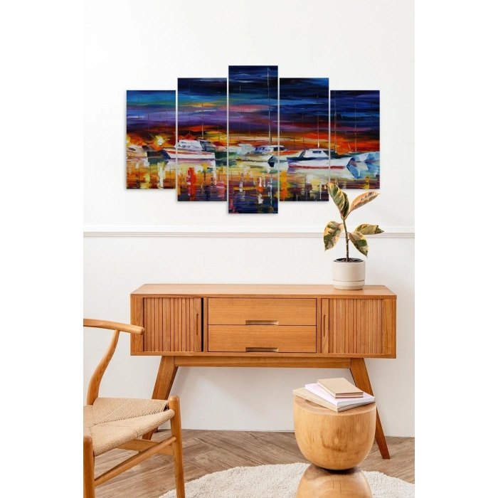 Deniz Manzarası 5 Parçalı Mdf Tablo 60 x 100