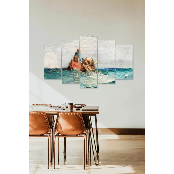 Deniz Manzarası 5 Parçalı Mdf Tablo 60 x 100