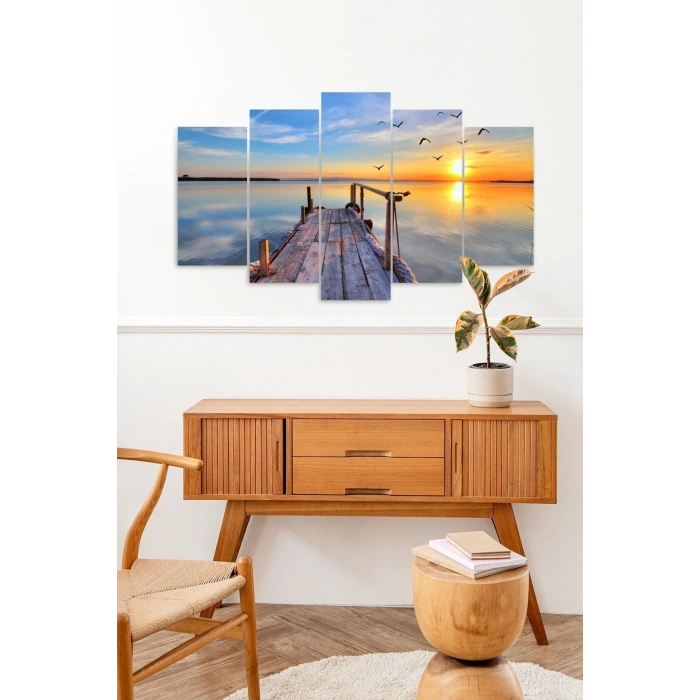 Deniz Manzarası 5 Parçalı Mdf Tablo 60 x 100