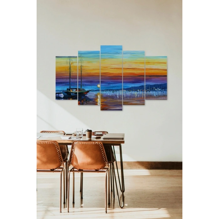 Deniz Manzarası 5 Parçalı Mdf Tablo 60 x 100