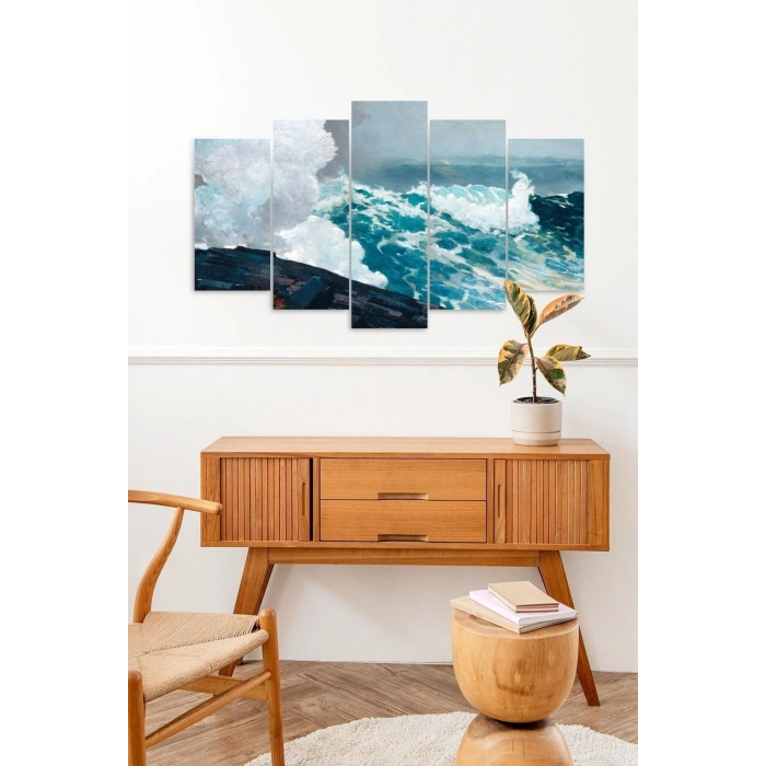 Deniz Manzarası 5 Parçalı Mdf Tablo 60 x 100