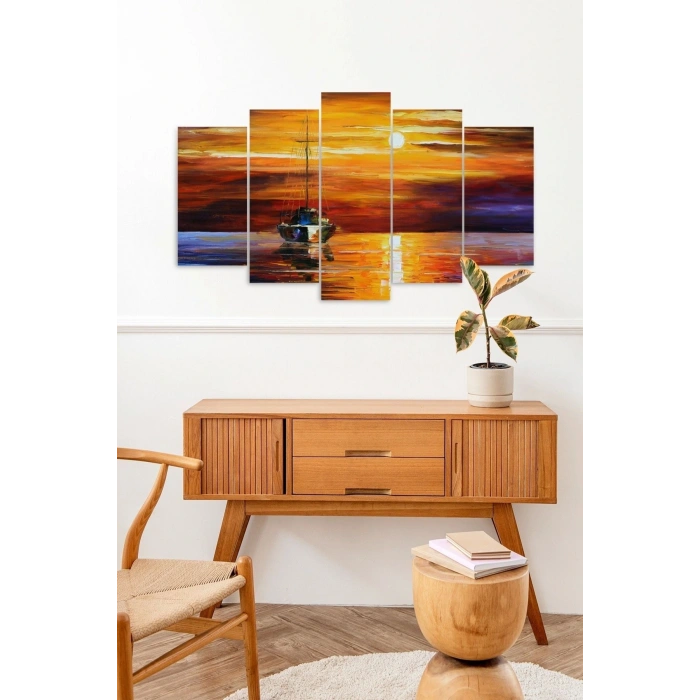 Deniz Manzarası 5 Parçalı Mdf Tablo 60 x 100