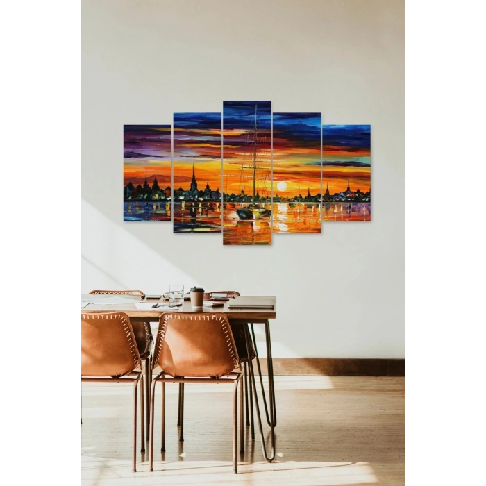 Deniz Manzarası 5 Parçalı Mdf Tablo 60 x 100