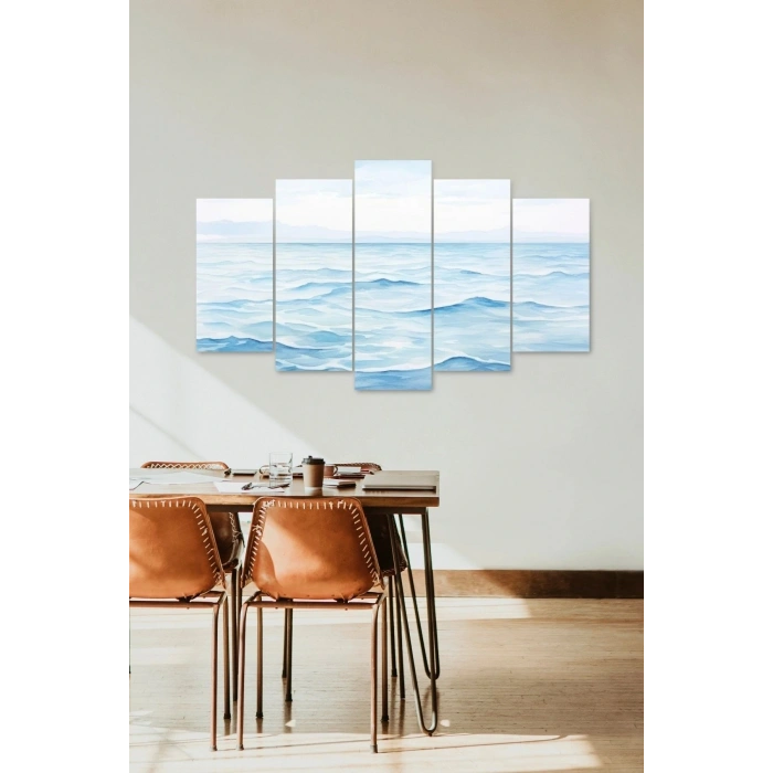 Deniz Manzarası 5 Parçalı Mdf Tablo 60 x 100
