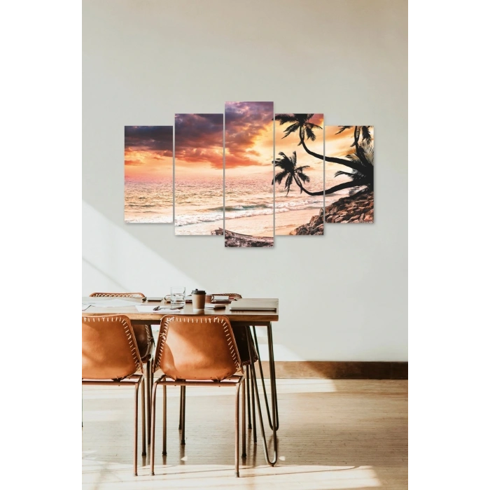 Deniz Manzarası 5 Parçalı Mdf Tablo 60 x 100