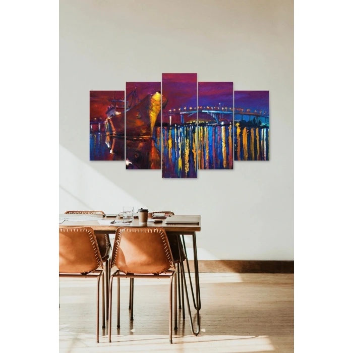 Deniz Manzarası 5 Parçalı Mdf Tablo 60 x 100