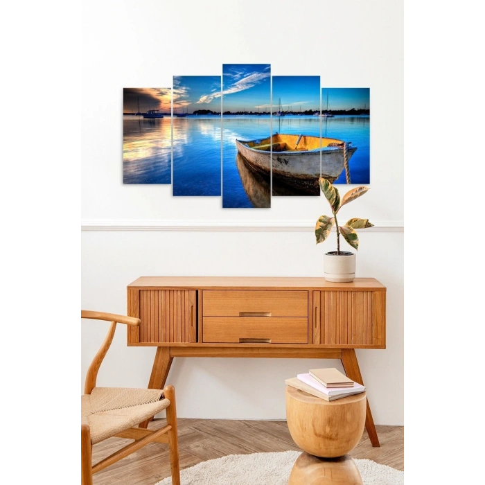 Deniz Manzarası 5 Parçalı Mdf Tablo 60 x 100