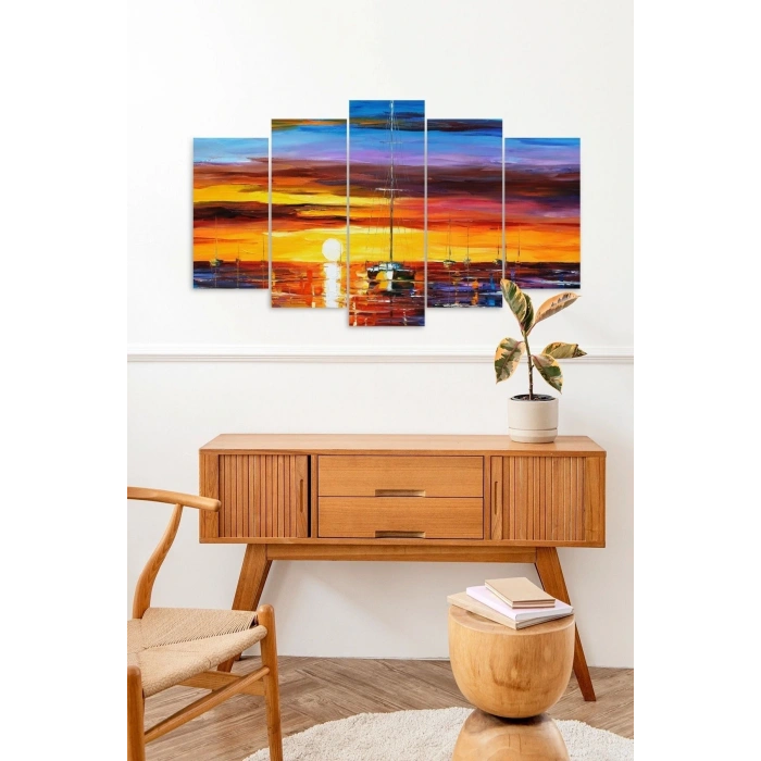 Deniz Manzarası 5 Parçalı Mdf Tablo 60 x 100