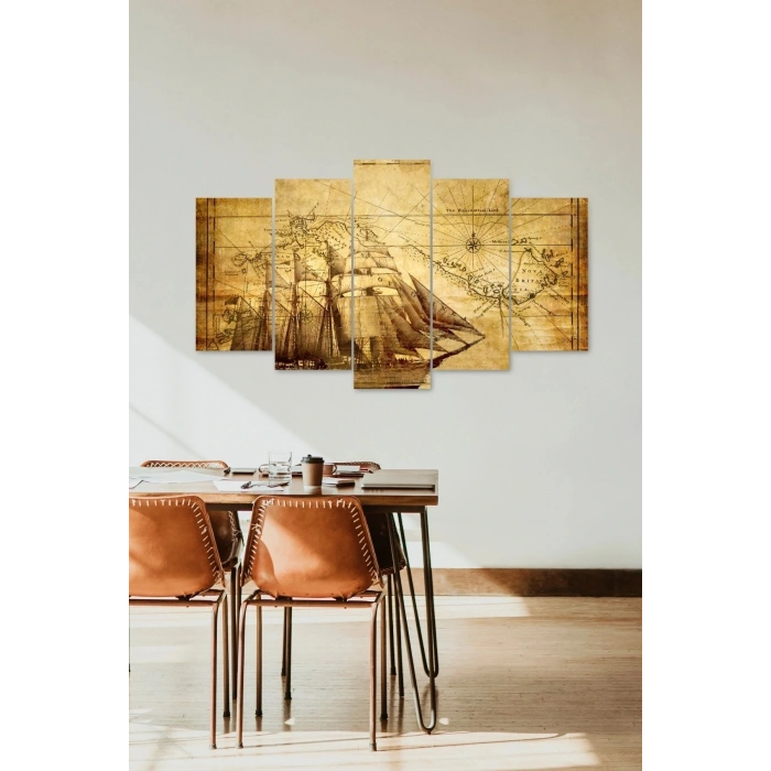 Deniz Manzarası 5 Parçalı Mdf Tablo 60 x 100