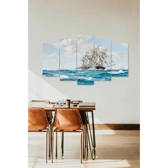 Deniz Manzarası 5 Parçalı Mdf Tablo 60 x 100