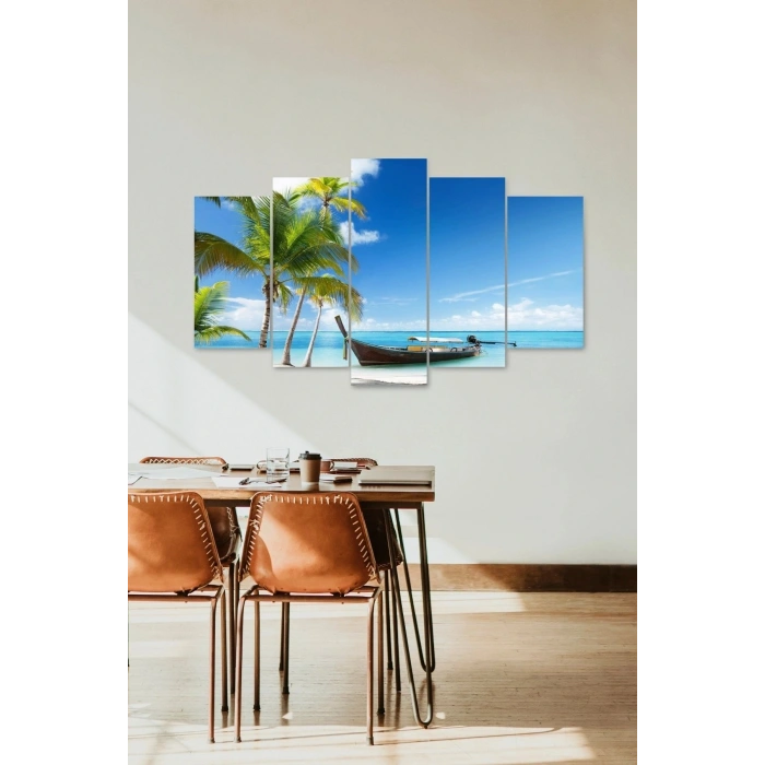 Deniz Manzarası 5 Parçalı Mdf Tablo 60 x 100