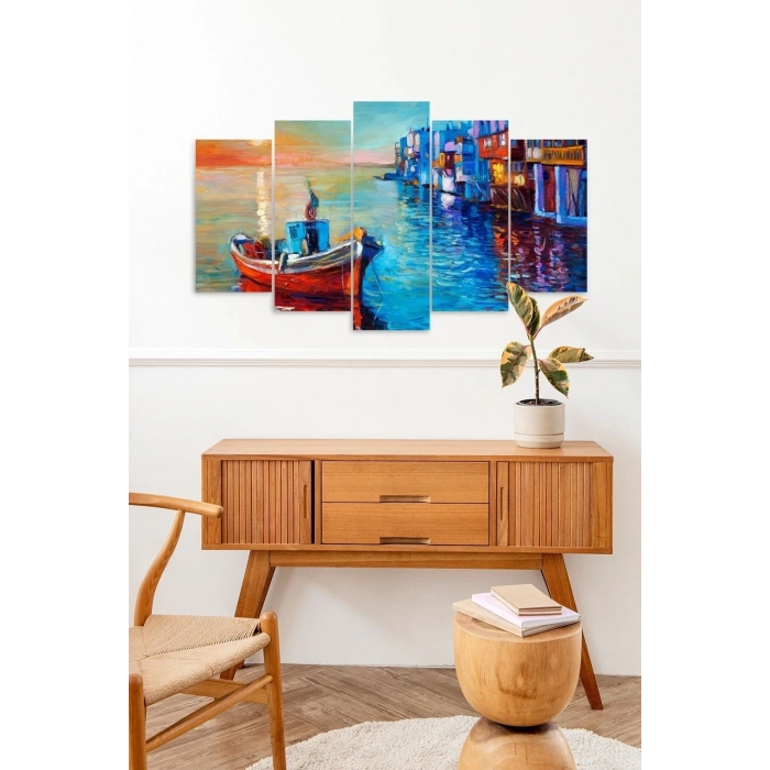 Deniz Manzarası 5 Parçalı Mdf Tablo 60 x 100