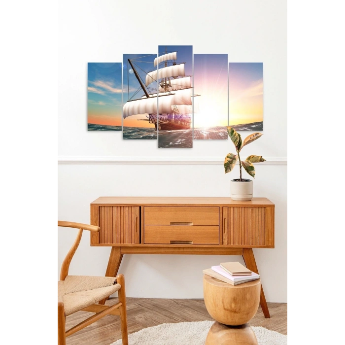 Deniz Manzarası 5 Parçalı Mdf Tablo 60 x 100