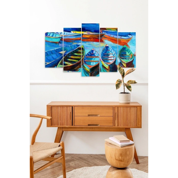 Deniz Manzarası 5 Parçalı Mdf Tablo 60 x 100