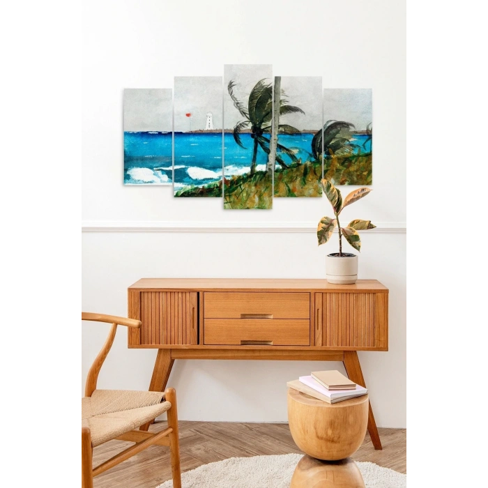 Deniz Manzarası 5 Parçalı Mdf Tablo 60 x 100