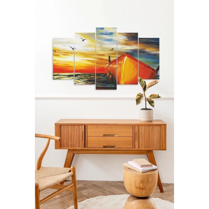 Deniz Manzarası 5 Parçalı Mdf Tablo 60 x 100