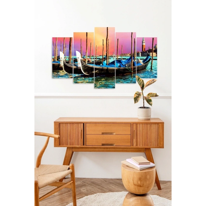 Deniz Manzarası 5 Parçalı Mdf Tablo 60 x 100