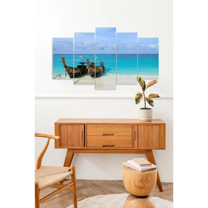 Deniz Manzarası 5 Parçalı Mdf Tablo 60 x 100