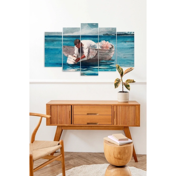 Deniz Manzarası 5 Parçalı Mdf Tablo 60 x 100