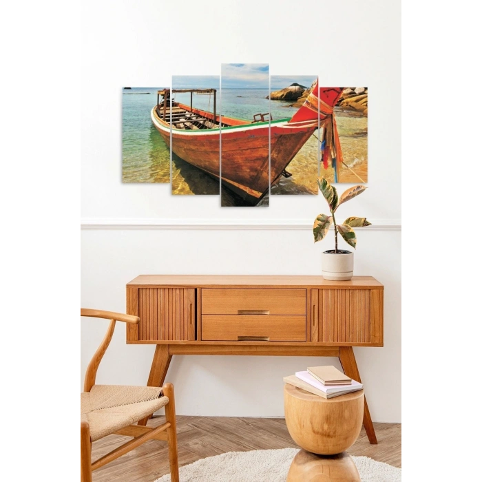 Deniz Manzarası 5 Parçalı Mdf Tablo 60 x 100