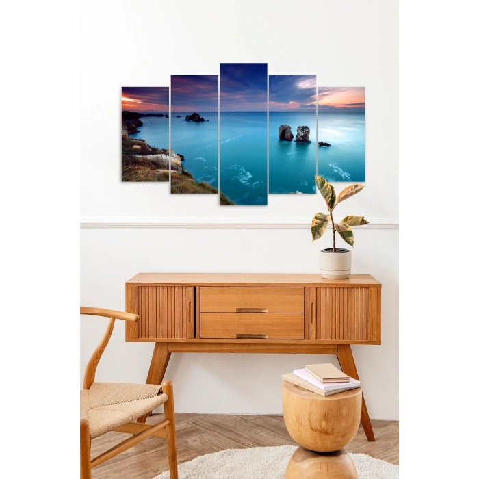 Deniz Manzarası 5 Parçalı Mdf Tablo 60 x 100