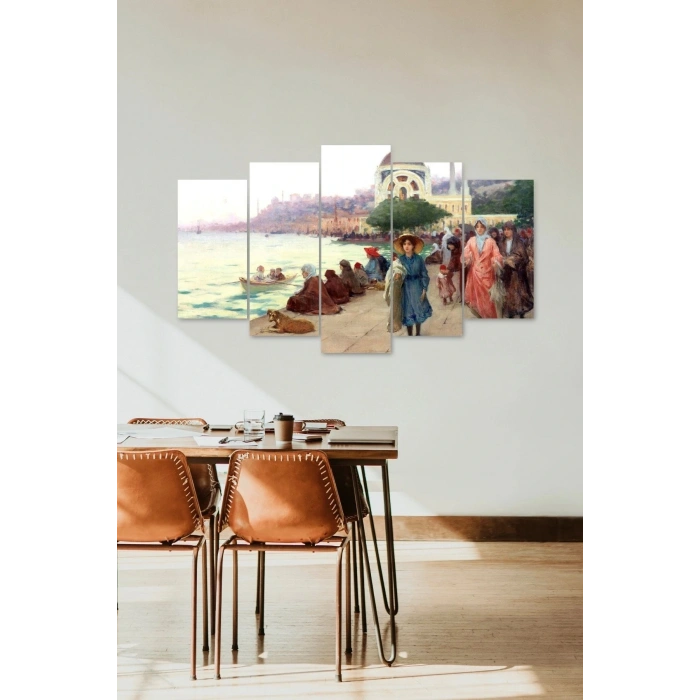 Deniz ve İnsanlar 5 Parçalı Mdf Tablo 60 x 100