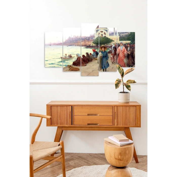 Deniz ve İnsanlar 5 Parçalı Mdf Tablo 60 x 100