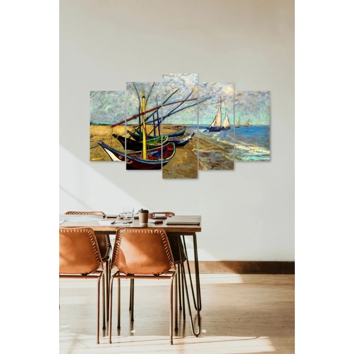 Deniz ve Kayıklar 5 Parçalı Mdf Tablo 60 x 100