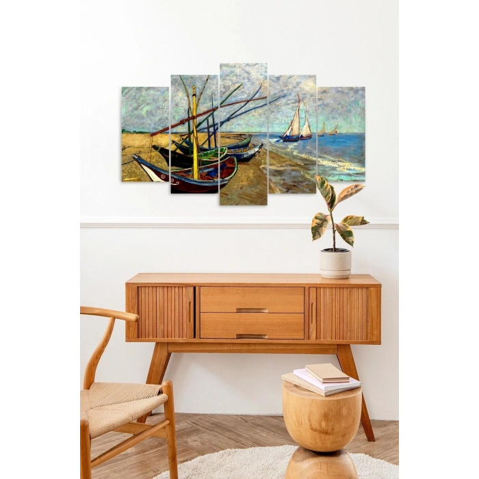 Deniz ve Kayıklar 5 Parçalı Mdf Tablo 60 x 100