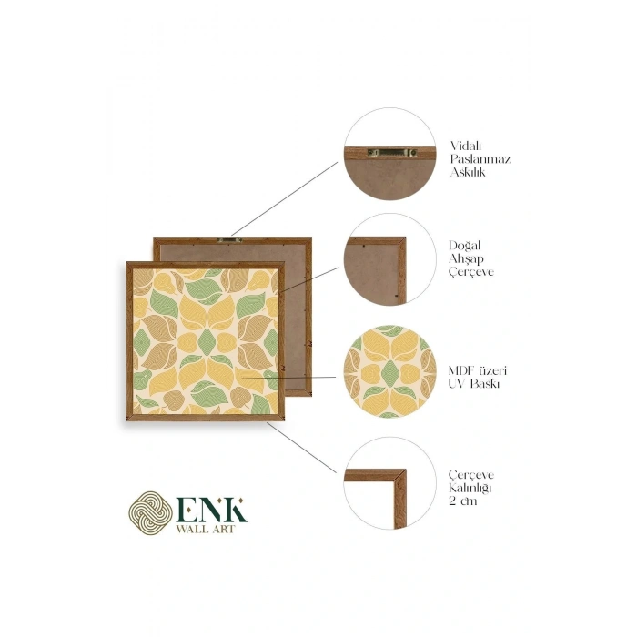 Desen Ahşap Çerçeveli Tablo 50 x 50