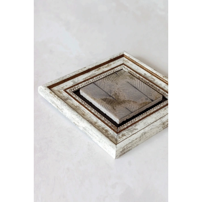 Desenli Çerçeveli Taş Tablo , Çerçeveli Taş Duvar Dekoru-enkcrcvtbl-00166 20 cm