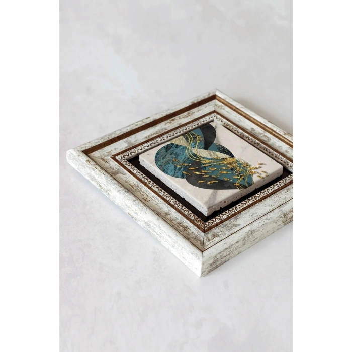 Desenli Çerçeveli Taş Tablo , Çerçeveli Taş Duvar Dekoru-enkcrcvtbl-00175 20 cm