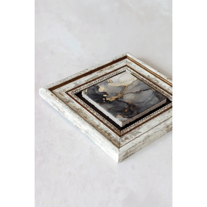 Desenli Çerçeveli Taş Tablo , Çerçeveli Taş Duvar Dekoru-enkcrcvtbl-00176 20 cm