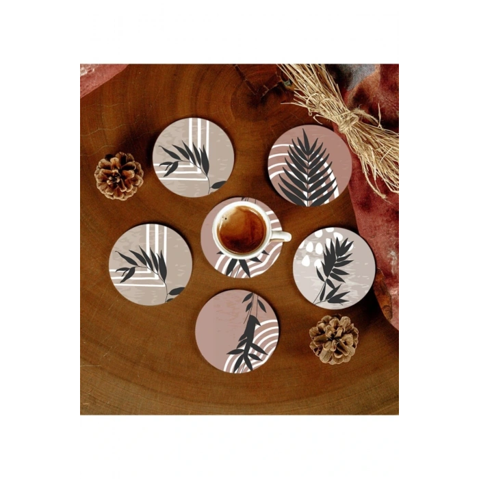 Desenli Mdf Bardak Altlığı 6 Adet