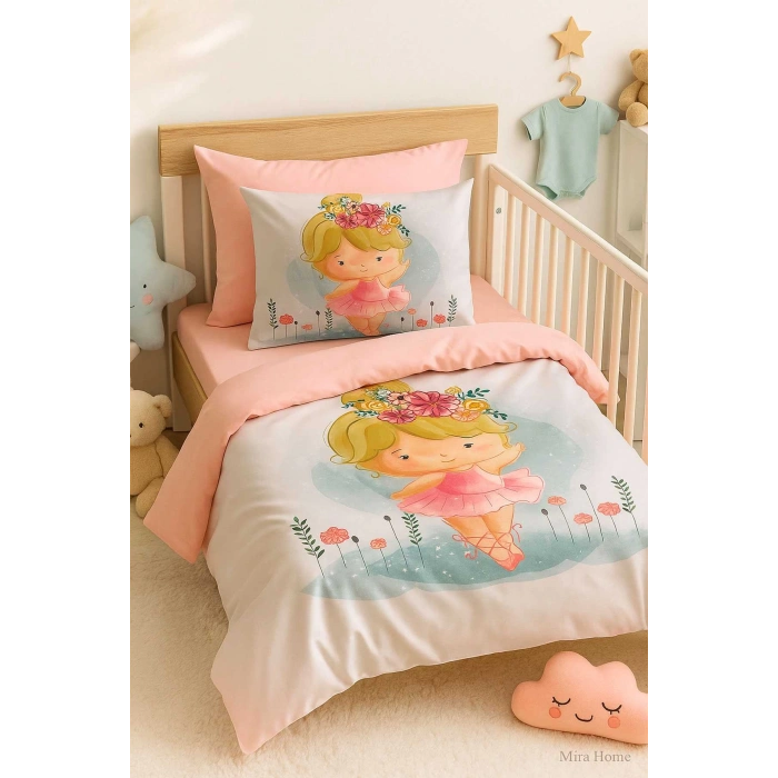 Digital Printed 3D Cotton Newborn Baby Bedding Set Ballerina