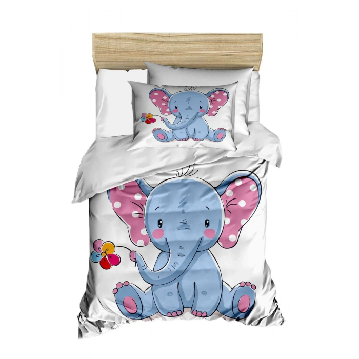 Dijital Baskılı 3d Pamuklu Yenidoğan Bebek Nevresim Takımı Cute Elephant