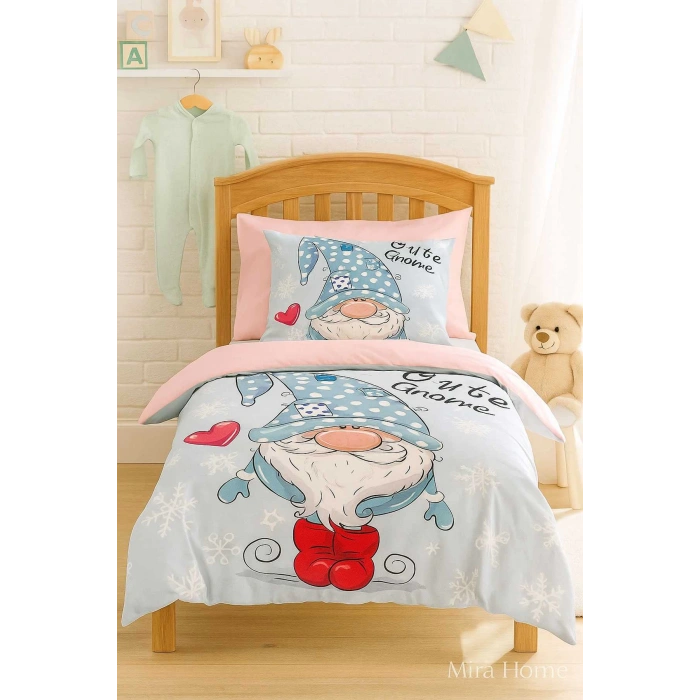Digital Printed 3D Cotton Newborn Baby Bedding Set Cute Gnome Pink