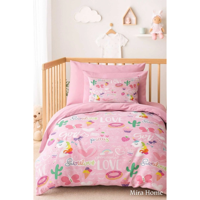 Dijital Baskılı 3d Pamuklu Yenidoğan Bebek Nevresim Takımı Girl Love